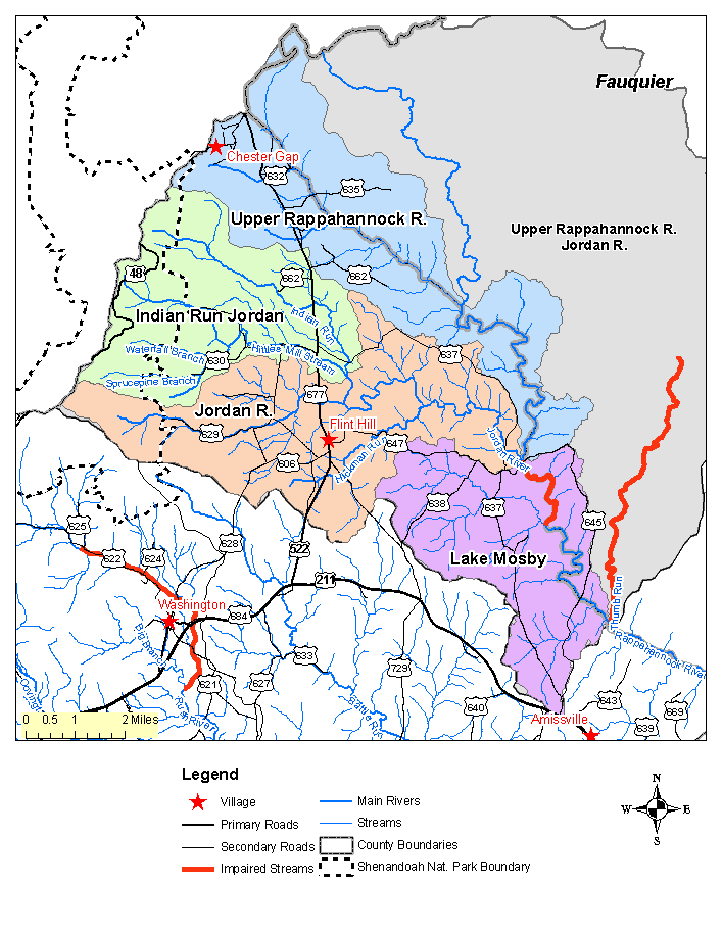 Overview Map, Upper Rappahannock-Jordan River Watershed